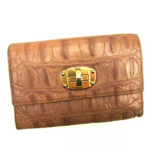 miumiu Wallet Purse Trifold Brown Beige Woman unisex Authentic Used